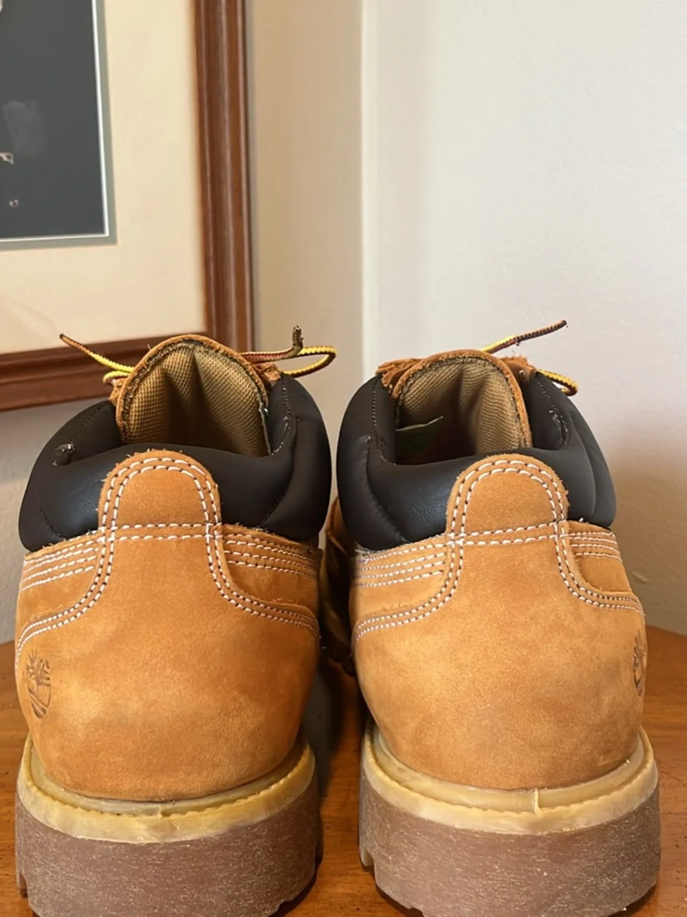 Timberland Men's Low Top Wheat Leather Boots with Black Collar